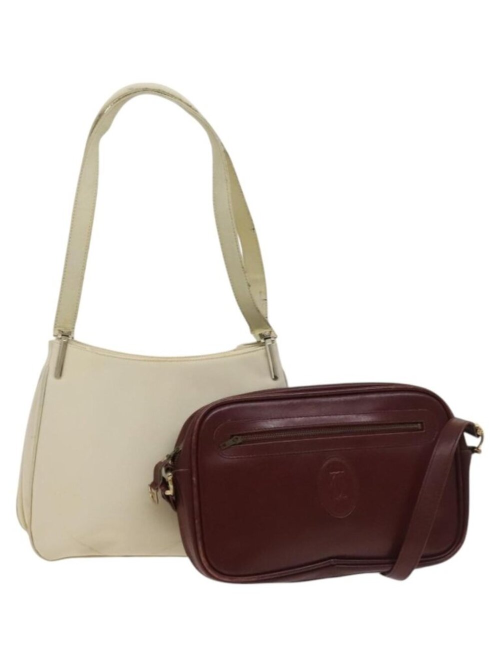 Gianni Versace Cartier Bag Nylon Leather 2 Set Bordeaux Beige